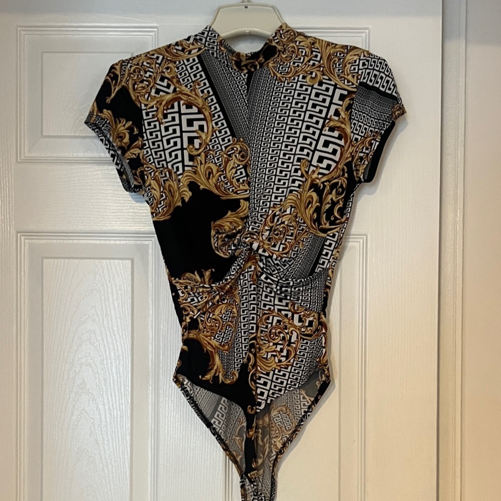 Chic Black and Gold Women's Bodysuit
